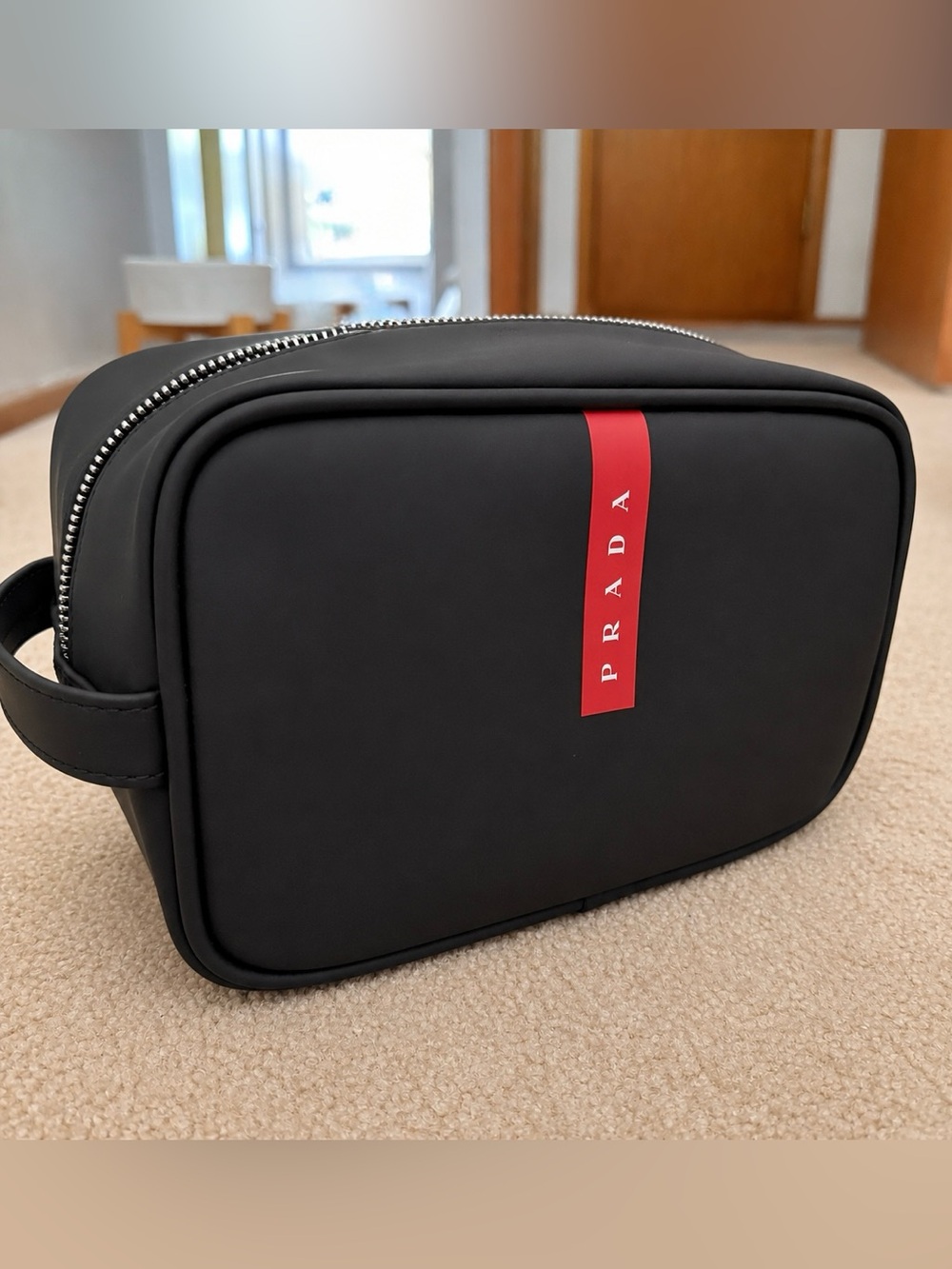 Prada Luna Rosa Black Leather Toiletry Bag